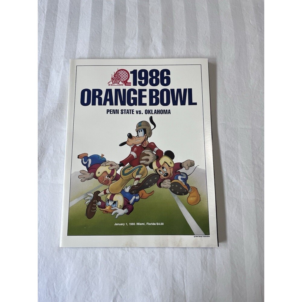 1986 ORANGE BOWL GAME PROGRAM Penn State vs Oklahoma Championship Aikman VTG